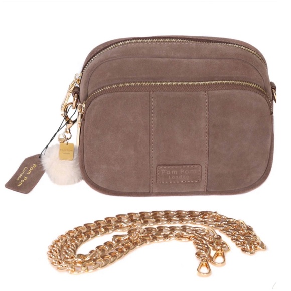 pom pom Handbags - POM POM • Mayfair Suede Bag Mocha & Accessories Crossbody Bag Clutch